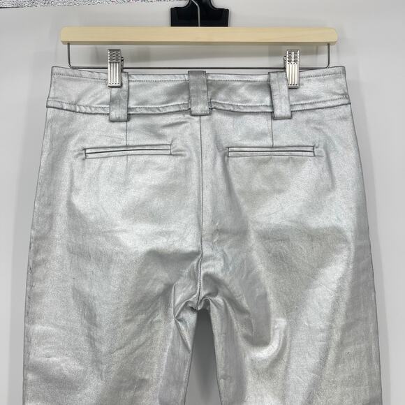 KHAITE | Dresden Silver Metallic Low Rise Skinny Stretch Twill Ankle Zip Pants 4 - Picture 13 of 16